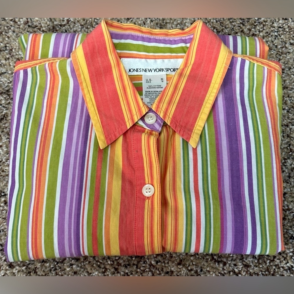 Jones New York Sport Women’s Multicolor Long Sleeve Button-Up Shirt 🌟 - Picture 3 of 11